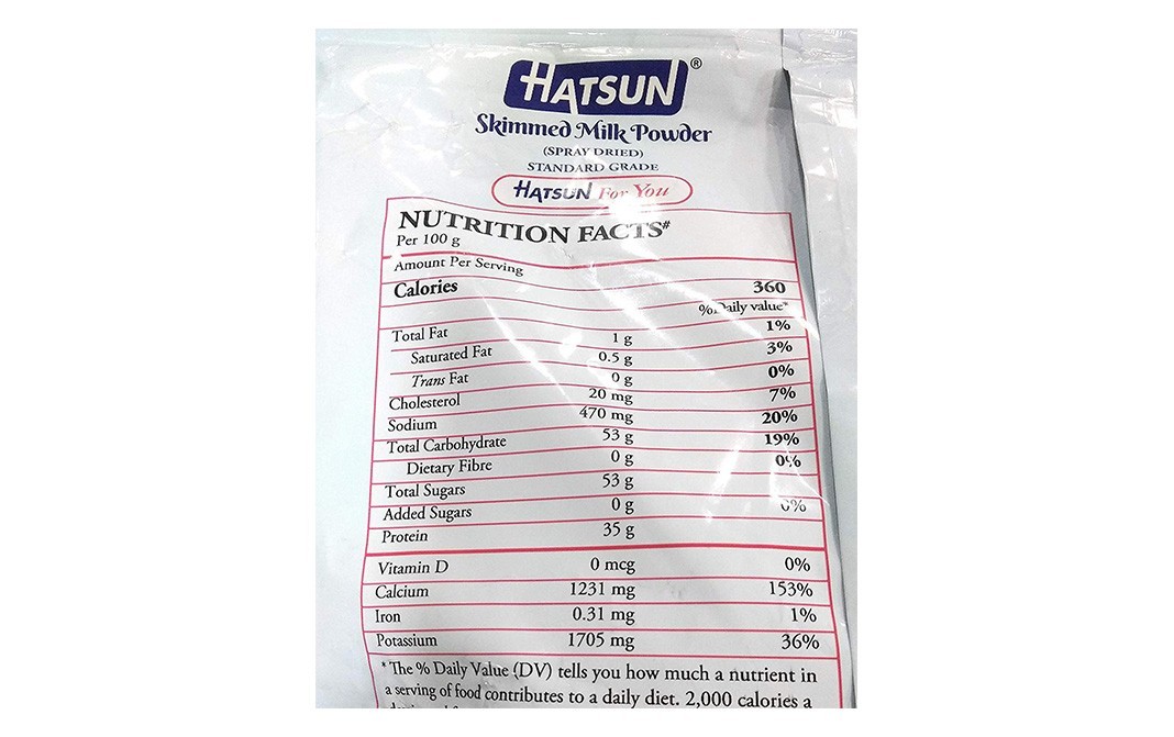 Hatsun Skimmed Milk Powder    Pack  500 grams